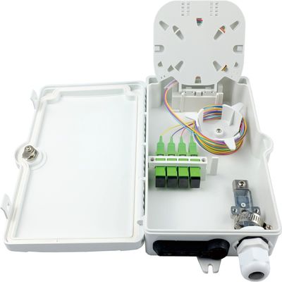 FTTH IP65 Outdoor 4 Cores Fiber Optic Termination Box with SC Connector Wall Mount Gray