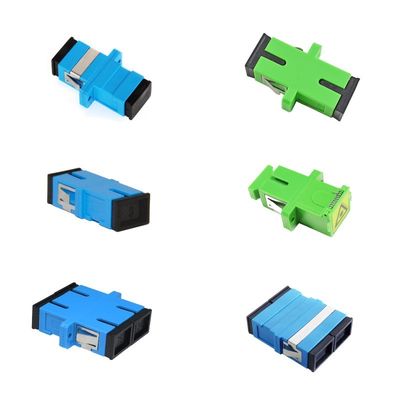 Earless Dustproof Quad SC Fiber Optic Adapter with APC UPC PC PBT Material 1 Port/2 Ports