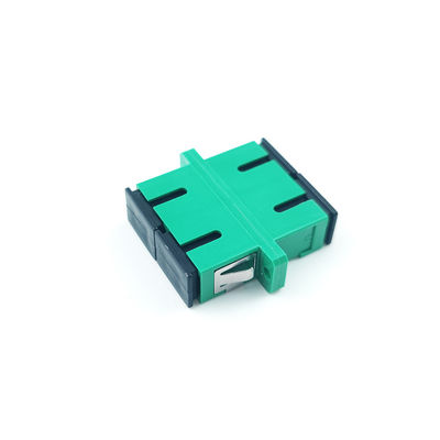 SC APC Dustproof Duplex Coupler with Eared 2 Port Green Optical Fiber Active Connection