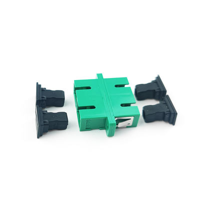SC APC Dustproof Duplex Coupler with Eared 2 Port Green Optical Fiber Active Connection