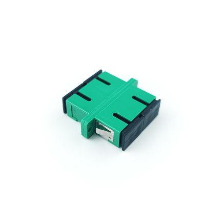 SC APC Dustproof Duplex Coupler with Eared 2 Port Green Optical Fiber Active Connection