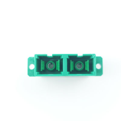 SC APC Dustproof Duplex Coupler with Eared 2 Port Green Optical Fiber Active Connection