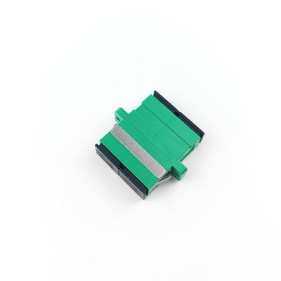 SC APC Dustproof Duplex Coupler with Eared 2 Port Green Optical Fiber Active Connection