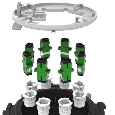 8 Ports Pre-Connectorised Fiber Optic Splice Closure for FTTX Applications in Black