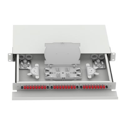 Gray 24 Port FC Type 1U Optic Fiber Distribution Patchpanel for FTTX in Data Center